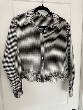 Milky & Honey Black and White Gingham Button-Down